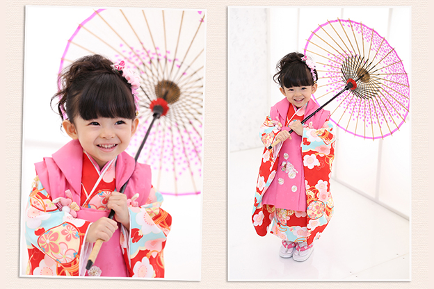 小町kids 三歳着物 ピンク-2