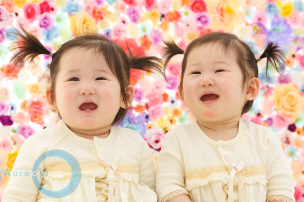 双子ちゃん1歳誕生日写真 フォトスタジオ オリオール